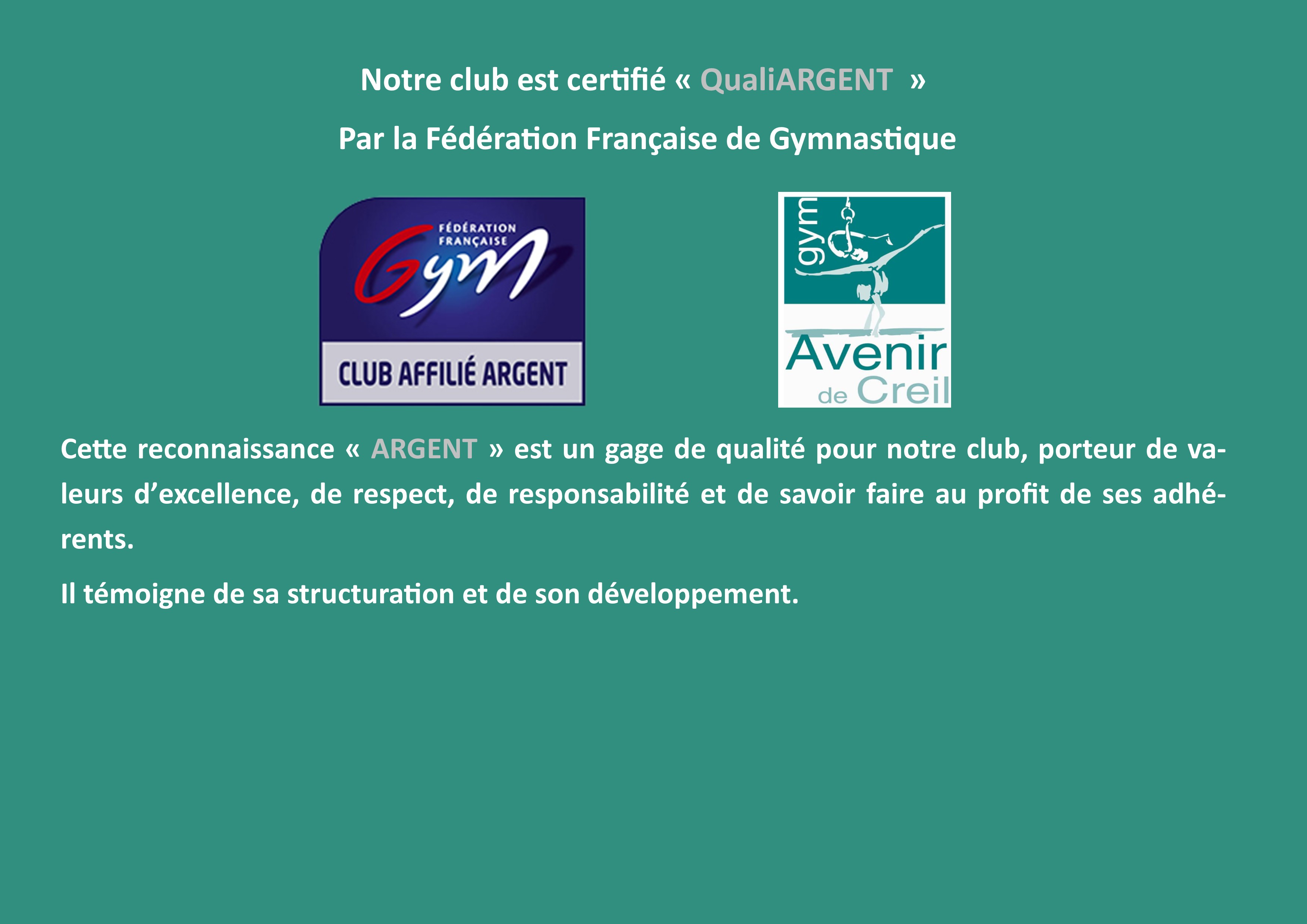 Reconnaissance "club ARGENT"